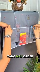 Cover Penutup Kulkas Anti Air Sarung Alas Taplak Kulkas Waterproof Dgn Tempat Penyimpanan
