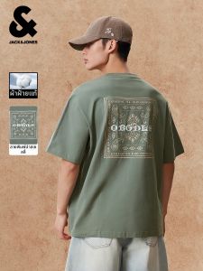 Jack Jones | Contrast Color Printed and Embroidered Cotton T-Shirts Short Sleeve