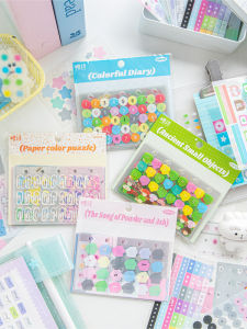 20 Sheets PET Ring Binder Hole Punch Stickers Korean Style Basic Journaling Decorative Patchwork Diary Book Portable Book