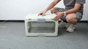 HATELI Transparent Cat Carrier Breathable Thickening Foldable Dog Cage Plastic with Handle Cat Transport Box Car Air Carrying Box