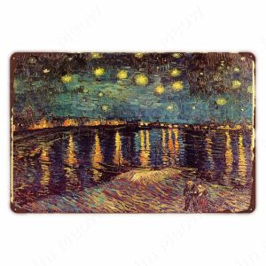 ภาพวาดแวนโก๊ะ โปสเตอร์โลหะวินเทจ คอลเลกชันภาพวาดสีน้ำมันชื่อดัง ป้ายดีบุก ตกแต่งบ้าน บาร์ คาเฟ่ ภาพวาดศิลปะติดผนัง N