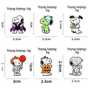 Bandai | Trâm Cài Men Hình Chó Hoạt Hình Halloween Xác Ướp Ma Cà Rồng Hề Bí Ngô Huy Hiệu Kim Loại Trang Trí Mũ Áo Quà Tặng