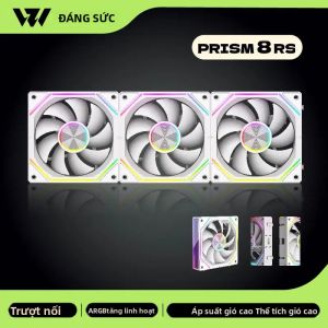 Quạt Khung Máy Tính Power Train PRISM 8RS ARGB 12CM Sử Dụng Vòng Bi Lỏng Công Suất Làm Mát 56.62CFM Và Tốc Độ Quay 800-1800 Vòng/phút Dùng Cho Máy Tính Để Bàn Có Thể Nối Ghép.
