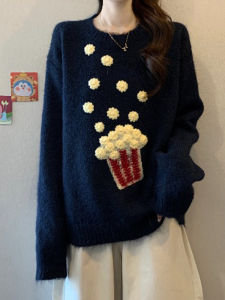 High-End Fashion Winter Elevatated Niche Loose Relaxed Style Embroidered Knit Sweater