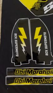 Stiker NEW DTRACKER Decal Set: Motif Simple Hitam Lis Abu Kuning