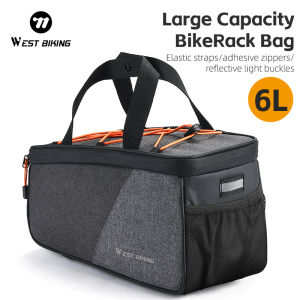 WEST BIKING Bike Rack Bag 6L Large Capacity Bicycle Rear Rack Pannier Elastic Meshpocket Cycling Bag MTB Road Bike Accessories