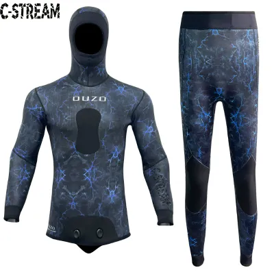 C-STREAM Men Spearfishing Wetsuit Neoprene 3mm 1.5mm Camouflage Diving Suit 2pcs Set for Freediving SnorkelingScuba Dive