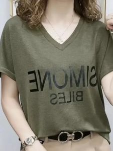 เสื้อยืดคอกลมแขนสั้นผ้าฝ้ายหลวมสไตล์เกาหลีสำหรับผู้หญิงในช่วงฤดูร้อนปี 2025 เสื้อผ้าทำงานแขนสั้นลายการ์ตูน