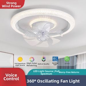 360 Degree Swivel Smart Silent Bedroom Fan Light
