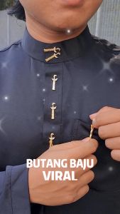 Butang Baju Melayu Berantai Emas Bulan Bintang Sabit Keris Gold Silver Muslim Fashion Kerongsang Brooch Mewah Murah Harga Kilang Borong