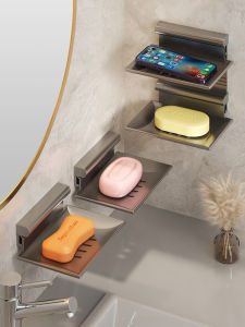 Hộp Đựng Xà Phòng Bằng Nhôm Không Gian Cao Cấp Treo Tường Cho Phòng Tắm Nhà Tắm Khách Sạn Có Thể Tháo Rời Và Thoát Nước