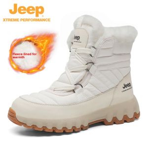 Jeep | Jeep Outdoor Winter Snow Boots Mens Thickened Fleece Lined Anti-slip Wear-resistant Hiking Shoes Womens High Collar Waterproof Breathable