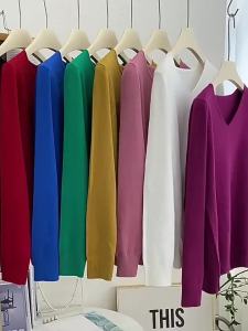 ＜1220＞ V Áo Dệt Kim Cổ Áo Nữ Tay Lỡ Form Rộng Phong Cách Hàn Quốc 2024 Mùa Thu Và Mùa Đông Mới Năm Điểm Tay Áo Mỏng Dài Tay Áo Len Đáy