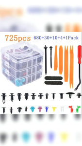 725pcs/680pcs Auto Fastener Clip Car Body Push Retainer Pin Rivet Bumper Door Trim Panel Retainer Clips Durable Material Easy Install Remove