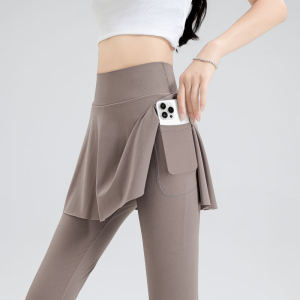 Mùa Hè Mỏng Bảy Phần Tư Xám Xanh Yoga Quần Váy Đi Xe Đạp Ngoài Trời Thể Thao Thể Dục Đi Xe Ngắn Túi Váy Đáy