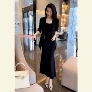 SHANGSHA | Salt Style Powerful Aura Elegant Black Suit Vest & Dress