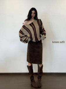 PEIZIXUAN | Knit Dress Set Women Autumn Winter One Outfit