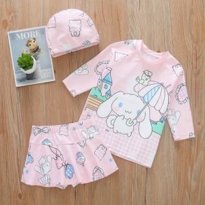Cute Childrens Swimwear Cartoon Cinnamon Dog Princess Bikini Quick Dry Flat Angle Pants Hot Spring Swimming Suit for Kids