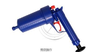 【SKIT SG】Toilet Air Pump Pressure Gun Plunger Kits / Multi-Function Bathroom Drain Clog Blaster Air Powered Plunger Gun / Drain Sink Dredge Pipe Toilet Clog Remover / Drain Pipe Toilet Plunger Declogger with 4 Rubber Heads for Sink Floor Drain Bathroom