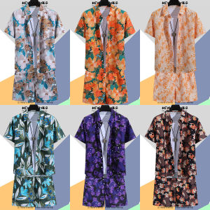 Hainan Beach Shirt Mens Suit Sanya Travel Hawaii Plus Size Casual Flower Shirt Men Printed Cropped Pants