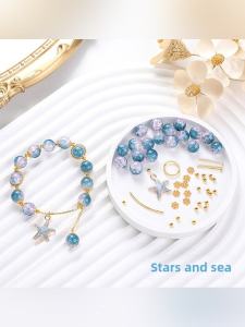 Handmade DIY Material Kit for Jewelry Making: Glass Beads Heart Pattern Baking Paint Process Ideal for Bracelet Crafting