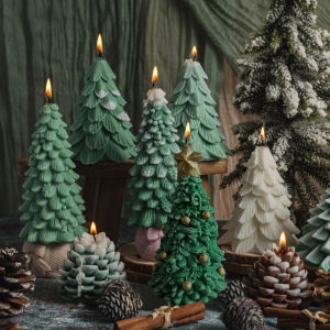 Christmas Pine Tree Silicone Mold DIY Xmas Pinecone Candle Mold for Candle Making Handmade Christmas Home Decor Soap Resin