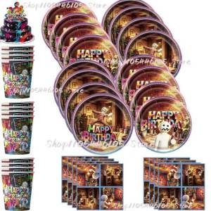 Beast Kingdom | Meccha Chameleon Theme Birthday Party Decoration Tableware Set Paper Plates Tablecloth Napkins Backyard Outdoor Wedding Decor