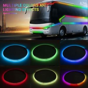 BKKS ไฟเส้น Led ลำแสงไฟวิ่ง12V 24V สำหรับตกแต่งรถตู้รถบรรทุกหลอดไฟเพิ่มบรรยากาศหลากสียืดหยุ่น DRL