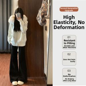 QIANCHANGNAAI | Elastic Flare Denim Pants for Women