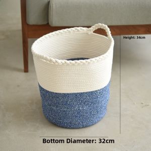 Nordic Style Cotton Thread Woven Dirty Clothes Basket Bedroom Use Home Organization Toy Storage Basket Handmade French Fashion