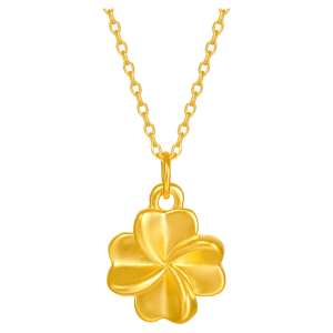 Four Leaf Clover Sweet Heart Pendant 999 Gold