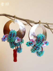 Asymmetric Qing Green Original Design Wedding Ear Cuffs Chinese National Style Cheongsam Fashion Jewelry Bridal Accessories