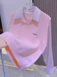 Áo Len Dệt Kim Nữ Phong Cách Hàn Quốc Mùa Xuân Thu Mới Áo Khoác Ngoài Đa Năng Thường Ngày Áo Sơ Mi Dệt Kim Áo Vest Nữ