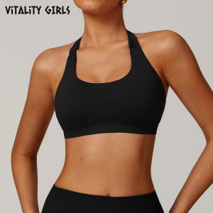 Vitality Bé Gáis Yoga Lingerie Hollow out Neckline Fitness Gym Sports Bra Women Nylon Fabric with Chest Pad Medium Support