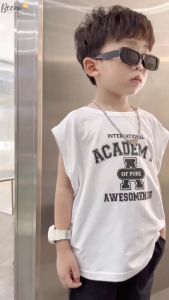 Áo ba lỗ Beemo in chữ ACADEMY vải cotton mềm mịn đi học đi chơi cho bé trai từ 9-24kg 4109AHB