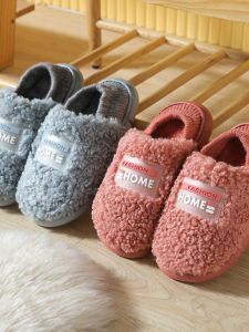 รองเท้าแตะผ้าฝ้ายแบบมีหัวเข็มขัดแบบหนาสำหรับฤดูหนาว รองเท้าแตะแบบสวมสำหรับใส่ในบ้านสำหรับทั้งชายและหญิง รองเท้าแตะแบบมีหัวเข็มขัดแบบมีพื้นนุ่ม