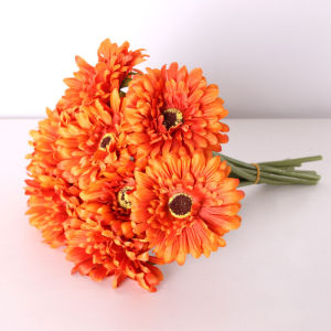 5PC Artificial Silk Gerbera Home Decoration Flower Heads Daisy for Wedding Holding Simulation Flowers Garden Home Decoration