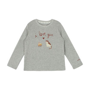 Utouto Elephant Girl Cartoon Print T-Shirt Spring New Style Childrens Long Sleeve round Neck Pullover Cotton Kids Clothing