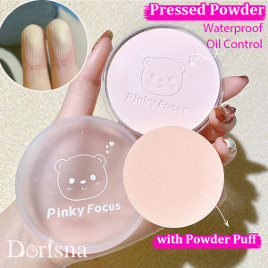 Dorisna Oil Control Pressed Powder with Powder Puff Little Bear Nature Breathable Waterproof Lasting Makeup Powder