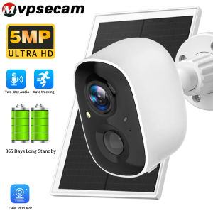 5MP WiFi Solar Camera Built-in Outdoor Battery 365 Days Backup Two-way Audio PIR Human Body Detection Safety Protection