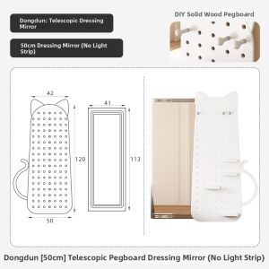 DMX | Hanging Cream-style Sliding Hideable Wooden Full Length Mirror