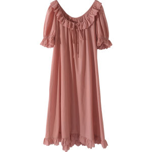 XEXZ | XEXZ Womens Cotton Nightgown Summer New Style French Long Ankle-Length Ultra-Long Pure Cotton Court Style Sleepwear