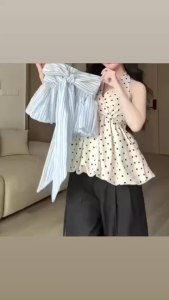 Set slay Outfit đi biển set tiểu thư áo cúp ngực Linen Tùng dây nơ có mút kèm váy Bí Đũi Hàn