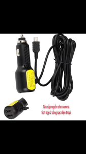 Dây Nguồn Camera Hành Trình 35m Đầu Vào 12V-24V Ra 5V 3.5A Chân USB Mini 2 Cổng USB Sạc ĐIện Thoại