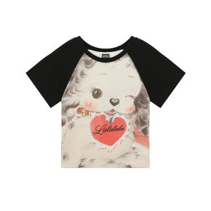 LALABOBO | Womens Short Sleeve T-Shirt Summer Stylish Mix-and-Match Puppy Print