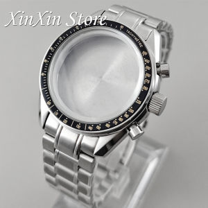 VK63 39.7mm Black Omga MoonSwatch Chronograph Metal Case Bezel Fashion Business Watch Sealed Back Moon Watch for 32.5mm Dial