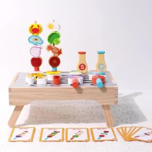 Childrens Wooden Imitation Barbecue Grill Toy For Role-Playing Home Cooking And Food Recognition Available In Two Styles