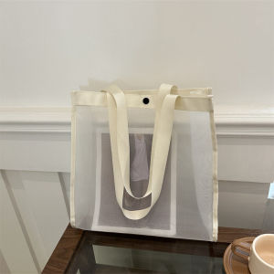 Fashionable Mesh Transparent Shoulder Bag Womens Large Capacity Handbag Beach Vacation Tote Bag Stylish Trendy Handbag