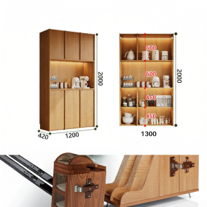 Solid Wood Multi-layered Sideboard with Doors
