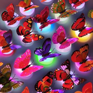 1/6pcs 3D LED Glowing Butterfly Night Light Creative Colorful Romantic Wall Sticker Decoration Home Garden Backyard Decor Lamp